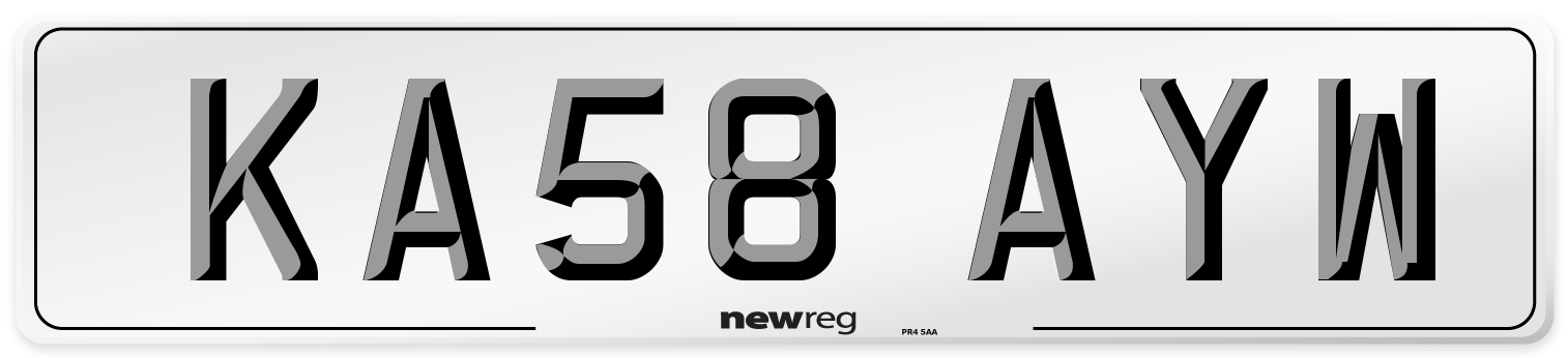 KA58 AYW Number Plate from New Reg
